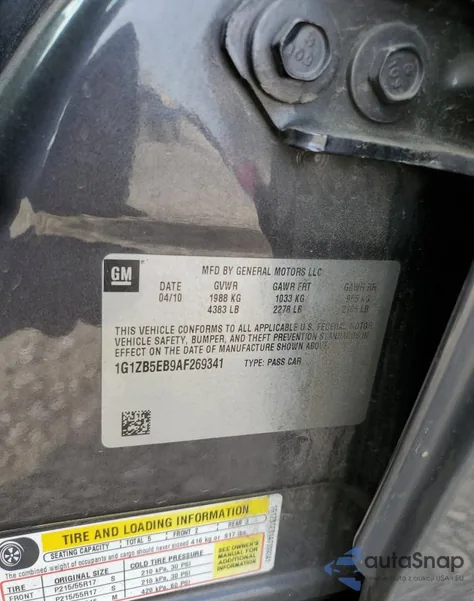 2010 Chevrolet Malibu Ls z USA, uszkodzony, nr VIN 1G1ZB5EB9AF269341